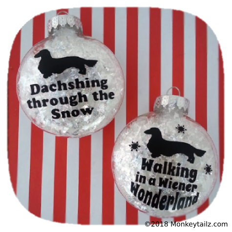 Long Hair Dachshund Christmas Ornament Set of 2 - Gift for Long Haired Doxie Lovers