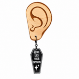Here Lies Your Opinion Coffin Dangle Earrings