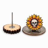 Sunflower Skull Stud Earrings