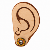 Sunflower Skull Stud Earrings