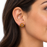 Sunflower Skull Stud Earrings