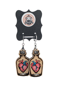 Anatomical Heart in Jar Dangle Earrings