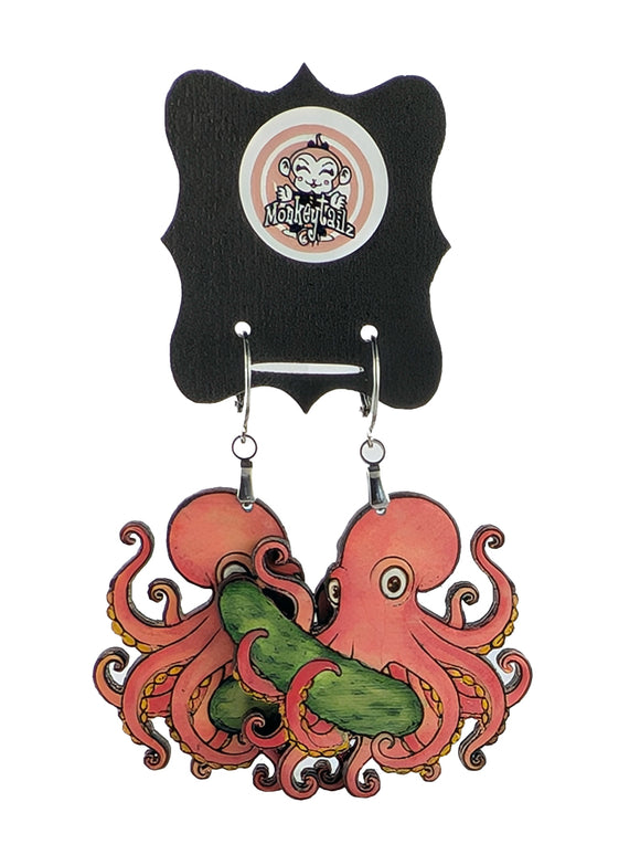 Pickle Octopus Dangle Earrings