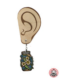 Pickle Jar with Flowers Dangle Earrings