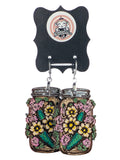 Pickle Jar with Flowers Dangle Earrings