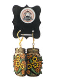 Pickle Jar with Flowers Dangle Earrings