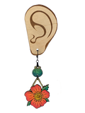 Poppy Flower & Bud Dangle Earrings