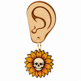 Sunflower Skull Dangle Earrings