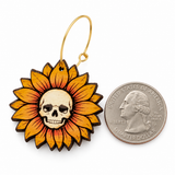 Sunflower Skull Dangle Earrings