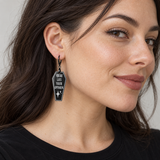 Here Lies Your Opinion Coffin Dangle Earrings
