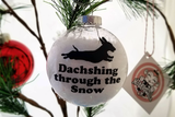 Dachshund Christmas Ornament ~ Dasching through the Snow - Weiner Dog - Short Hair Dachshund