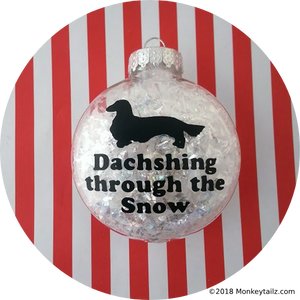 Long Haired Dachshund Dachshing through the Snow Christmas Ornament