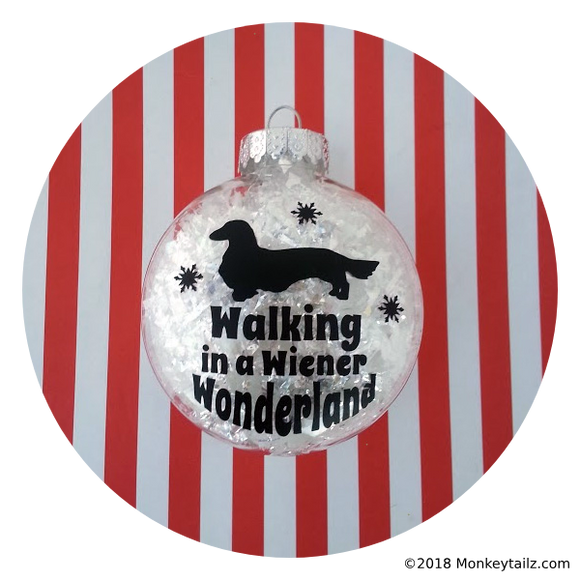 Dachshund Christmas Ornament ~ Walking in a Wiener Wonderland for Doxie Lovers ~ Long Hair Dachshund