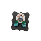 Potted Cactus Tiny Stud Earrings